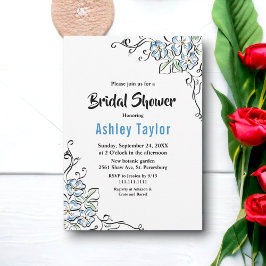 Elegantes Rustikales blaues Rose Blumenkohl Brautp Einladung