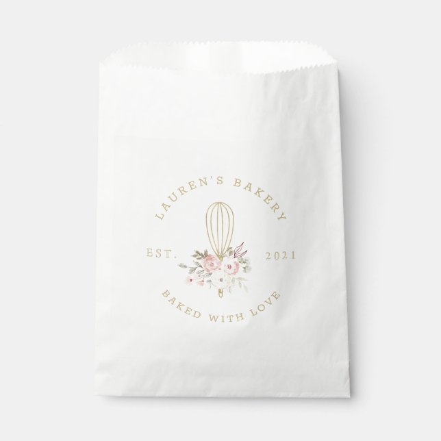 Elegantes Rustikales Blumengebäck-Zuhause-Logo Geschenktütchen (Vorderseite)