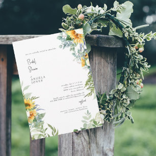 Elegantes rustikales botanisches Sonnenblumen-Brau Einladung