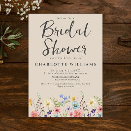 Elegantes rustikales Brautparty der Wildblume Einladung