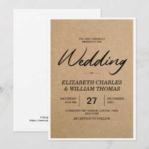 Elegantes Rustikales Brown Paper Wedding Einladung