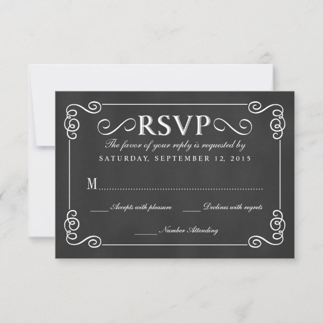Elegantes Rustikales Chalkboard Wedding RSVP (Vorderseite)
