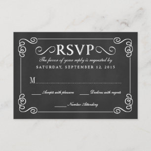 Elegantes Rustikales Chalkboard Wedding RSVP Karte