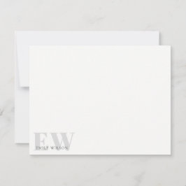 Elegantes Rustikales einfaches Minimal-Grau-Name M Mitteilungskarte