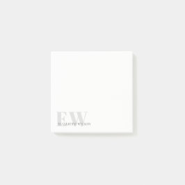Elegantes Rustikales einfaches Minimal-Grau-Name M Post-it Klebezettel
