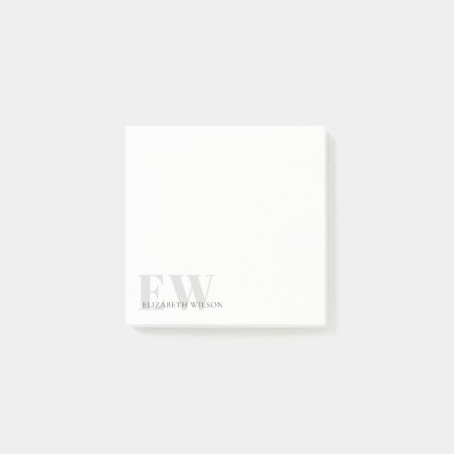 Elegantes Rustikales einfaches Minimal-Grau-Name M Post-it Klebezettel (Vorderseite)