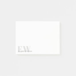 Elegantes Rustikales einfaches Minimal-Grau-Name M Post-it Klebezettel