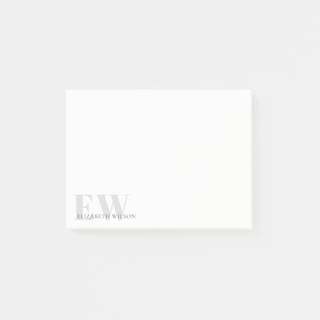 Elegantes Rustikales einfaches Minimal-Grau-Name M Post-it Klebezettel (Vorderseite)