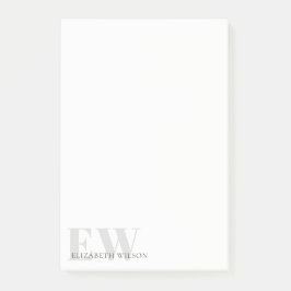 Elegantes Rustikales einfaches Minimal-Grau-Name M Post-it Klebezettel