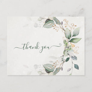 Elegantes Rustikales Gold Grünzeug Eukalyptus Mode Postkarte