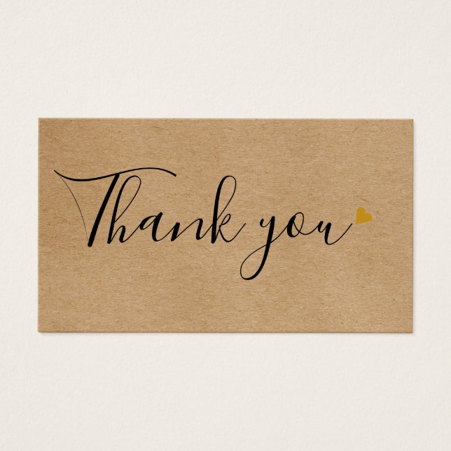 Elegantes Rustikales Gold Heart Script Geschenkgut (Vorderseite)