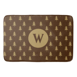 Elegantes Rustikales Gold Tree Muster Monogramm Badematte