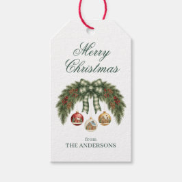Elegantes rustikales Grünzeug Frohe Weihnachten  Geschenkanhänger