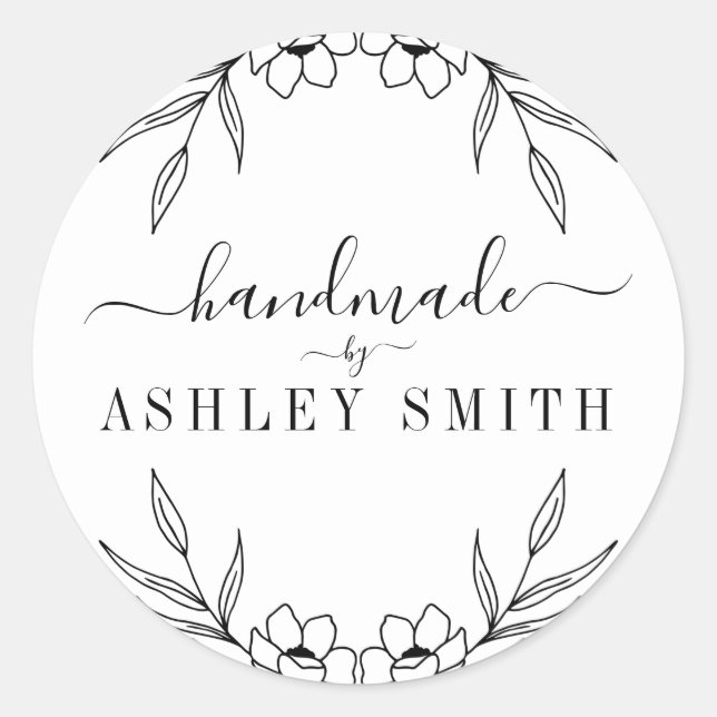 Elegantes Rustikales Handwerk Runder Aufkleber (Vorderseite)