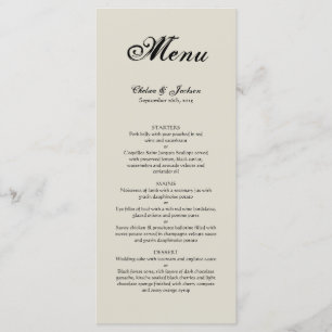 Elegantes rustikales Hochzeitsmenü Menükarte