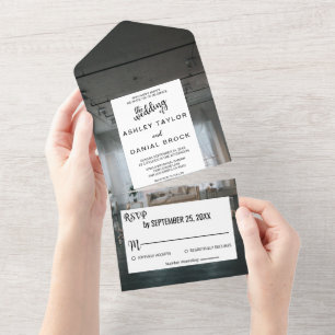 Elegantes rustikales Hochzeitthema Herbst Hochzeit All In One Einladung