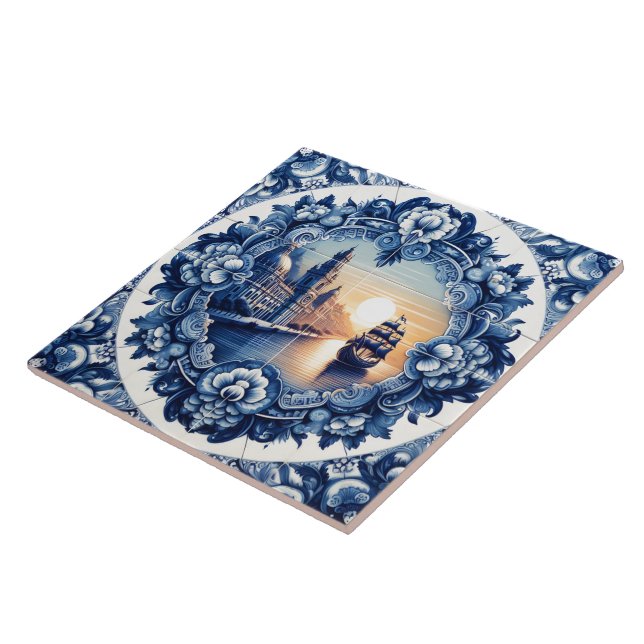 Elegantes Rustikales Indigo Blaues Azulejo Tile De Fliese (Seite)