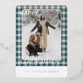 Elegantes, rustikales Kariertes Muster Gold Folien Feiertagskarte