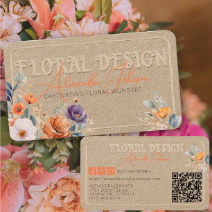 Elegantes Rustikales Kraft Boho Florales Design Ge Visitenkarte