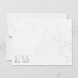 Elegantes Rustikales Marmorstone Gray Name Monogra Mitteilungskarte
