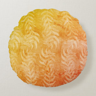 Elegantes Rustikales Metallisches Farbige Blattmus Rundes Kissen