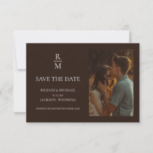 Elegantes rustikales Monogramm-Foto Save the Date