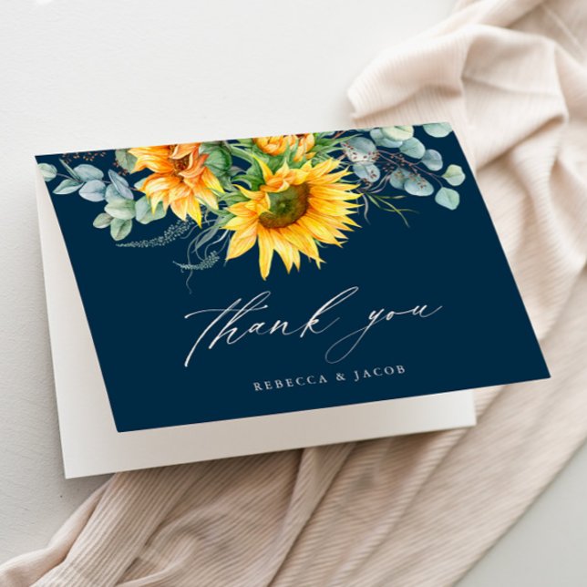 Elegantes rustikales Sonnenblumen-Brautparty Dankeskarte (Rustic sunflower eucalyptus elegant bridal shower thank you card.)