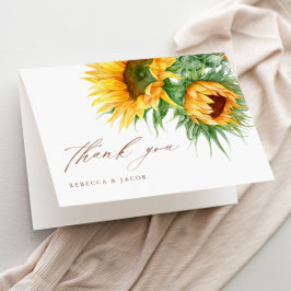 Elegantes rustikales Sonnenblumen-Brautparty Dankeskarte