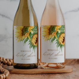 Elegantes rustikales Sonnenblumen Brautparty Gefal Weinetikett