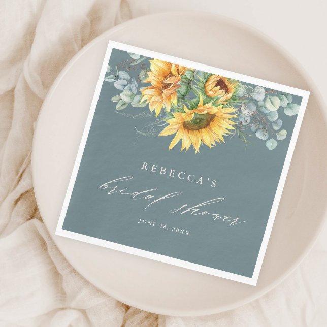 Elegantes rustikales Sonnenblumen-Brautparty Serviette (Von Creator hochgeladen)