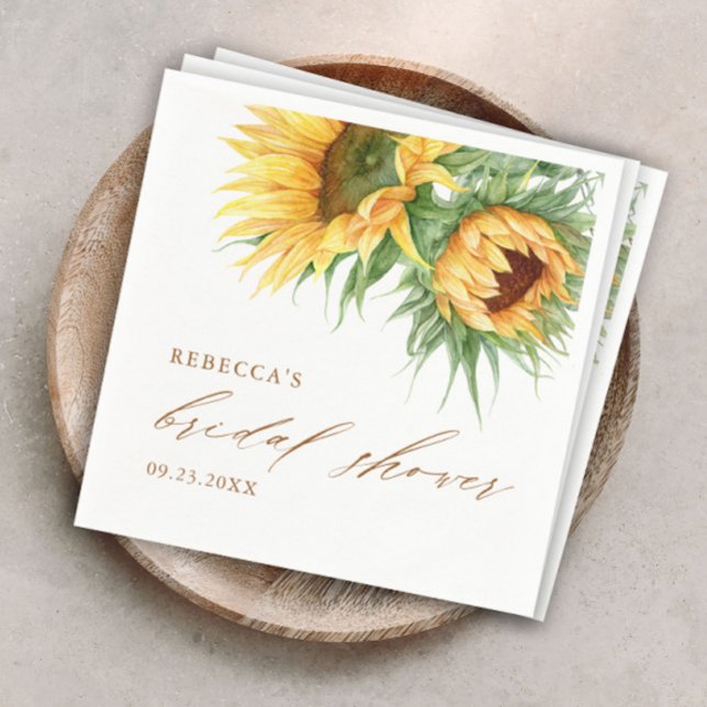 Elegantes rustikales Sonnenblumen-Brautparty Serviette (Rustic sunflower bridal shower paper napkins.)