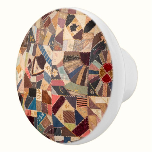 Elegantes rustikales Vintages Muster Keramikknauf (Add cozy, rustic charm to your furniture, cabinets or drawers with this patchwork quilt pattern knob)