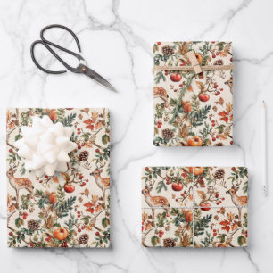 Elegantes rustikales Vintages Wald Geschenkpapier Set