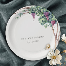 Elegantes, rustikales Weinkeller Grapevine Foliage Pappteller