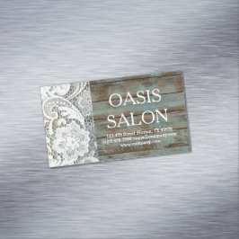 elegantes rustikales, weißes Spitzenholz Magnetische Visitenkarte