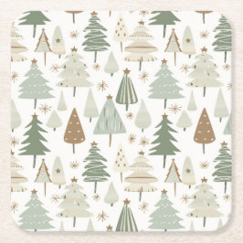 Elegantes Saga-grünes Weihnachtsbaummuster Rechteckiger Pappuntersetzer