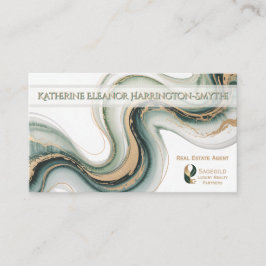 Elegantes Sage-Gold-Marmor Modernes Makler-Logo QR Visitenkarte