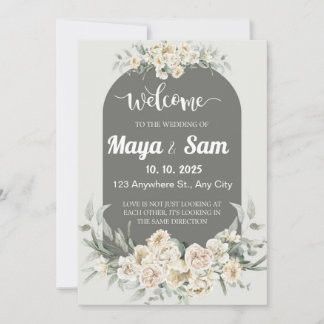 Elegantes Sage Green Floral Wedding Sign Einladung
