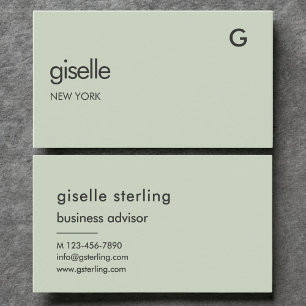 Elegantes Sage Green Luxury Minimalistisch Monogra Visitenkarte