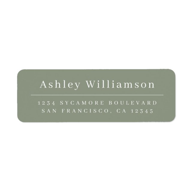 Elegantes Sage Green Return Address Label (Vorne)