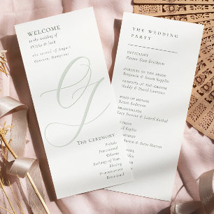 Elegantes Sage Green Script Modernes Hochzeitsprog