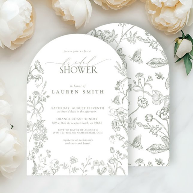 Elegantes Sage Green Viktorianisch Floral Brautpar Einladung (Von Creator hochgeladen)