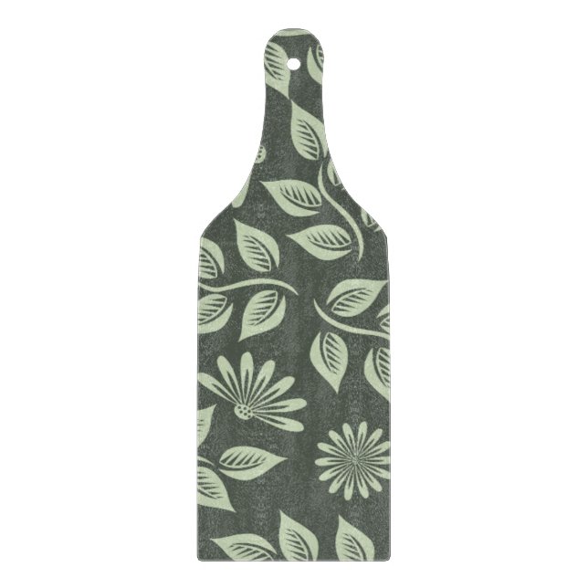 Elegantes Sage Green Vintag Bloral Personalisiert Schneidebrett (Vorderseite)