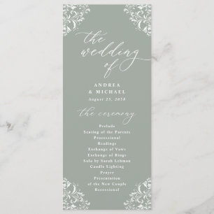 Elegantes Sage Green Vintag Classic Wedding Progra Programm