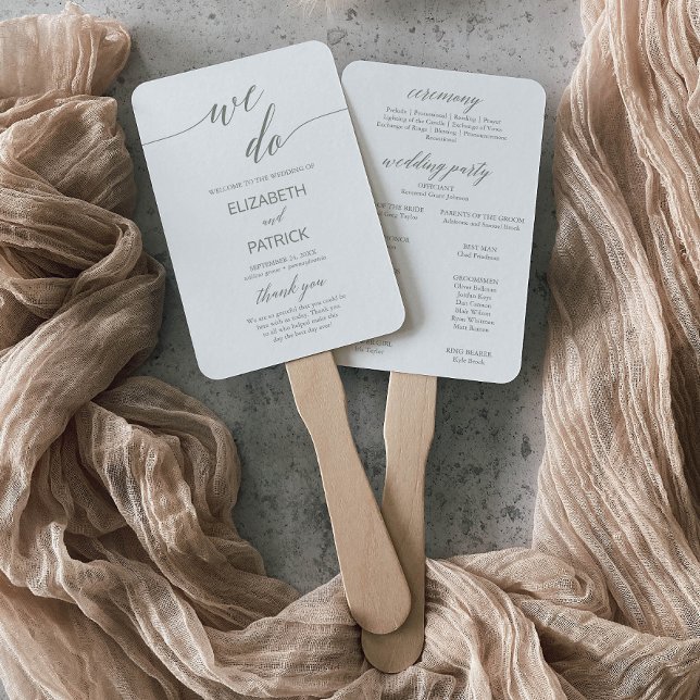 Elegantes Sage Green We Do Wedding Programm Fächer (Von Creator hochgeladen)