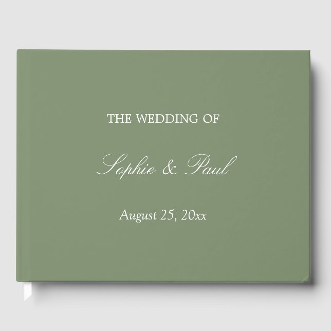 Elegantes Sage Green Wedding Gästebuch (Vorderseite)