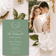 Elegantes Sage Green Wedding Monogram Foto