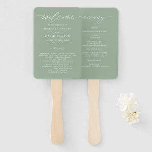 Elegantes Sage Green Wedding Zeremony Programm Fächer