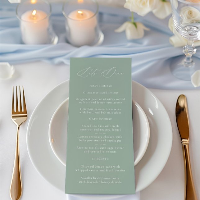 Elegantes Sage Green & White Wedding Menü Menükarte (Elegant Sage Green & White Wedding Menu)