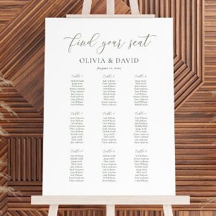 Elegantes Sage Script Color 9 Tabelle Seating Char Poster